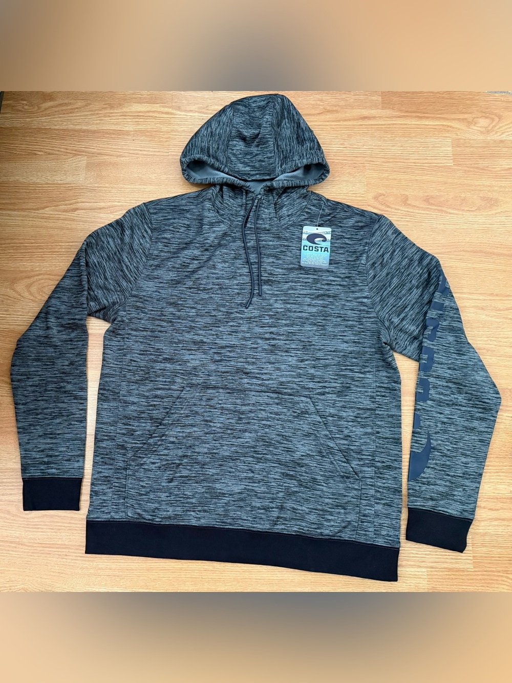 Costa Tech Fleece Hoody Men’s L Black Heather NWT